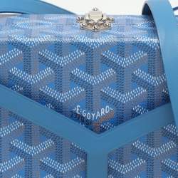 Goyard Blue Goyardine Coated Canvas and Leather Minaudière Trunk Bag