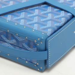 Goyard Blue Goyardine Coated Canvas and Leather Minaudière Trunk Bag