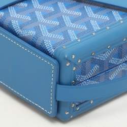 Goyard Blue Goyardine Coated Canvas and Leather Minaudière Trunk Bag