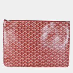 Goyard Red Goyardine Canvas Senat Pouch GM