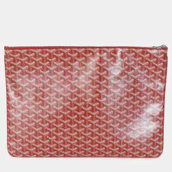 Goyard Red Goyardine Canvas Senat Pouch GM
