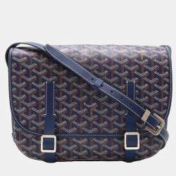 Goyard Blue Coated Canvas Leather Belvedere MM Shoulder Bag