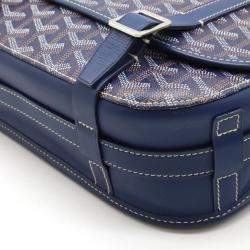 Goyard Blue Coated Canvas Leather Belvedere MM Shoulder Bag