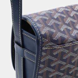 Goyard Blue Coated Canvas Leather Belvedere MM Shoulder Bag