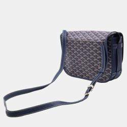 Goyard Blue Coated Canvas Leather Belvedere MM Shoulder Bag