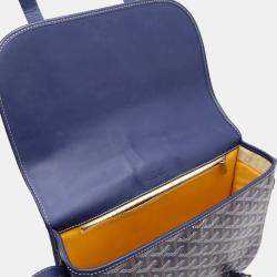 Goyard Blue Coated Canvas Leather Belvedere MM Shoulder Bag