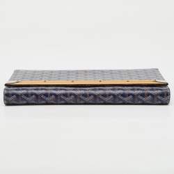 Goyard Navy Blue Goyardine Coated Canvas Monte Carlo Bois Clutch
