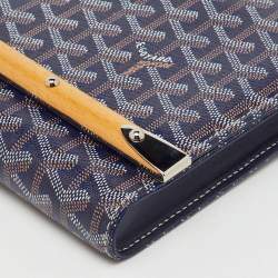 Goyard Navy Blue Goyardine Coated Canvas Monte Carlo Bois Clutch