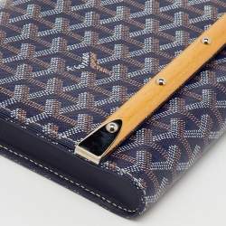 Goyard Navy Blue Goyardine Coated Canvas Monte Carlo Bois Clutch