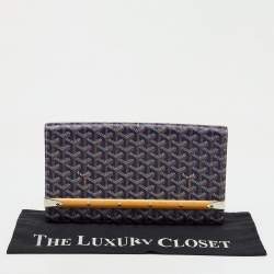Goyard Navy Blue Goyardine Coated Canvas Monte Carlo Bois Clutch