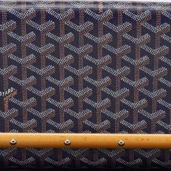 Goyard Navy Blue Goyardine Coated Canvas Monte Carlo Bois Clutch