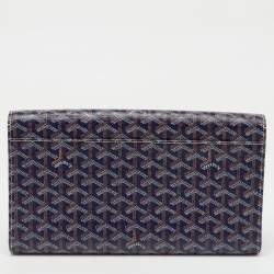 Goyard Navy Blue Goyardine Coated Canvas Monte Carlo Bois Clutch