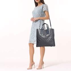 Pre Owned Goyard Blue Marine Goyardine Coated Canvas Voltaire Tote