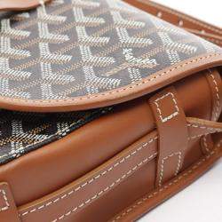 Goyard Brown Black Coated Canvas Leather Belvedere PM Shoulder Bag