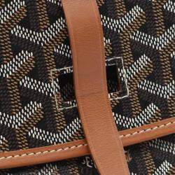 Goyard Brown Black Coated Canvas Leather Belvedere PM Shoulder Bag