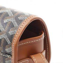 Goyard Brown Black Coated Canvas Leather Belvedere PM Shoulder Bag