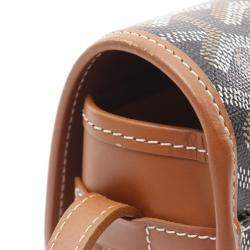 Goyard Brown Black Coated Canvas Leather Belvedere PM Shoulder Bag