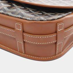 Goyard Brown Black Coated Canvas Leather Belvedere PM Shoulder Bag