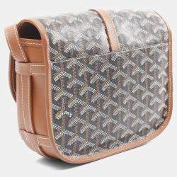 Goyard Brown Black Coated Canvas Leather Belvedere PM Shoulder Bag