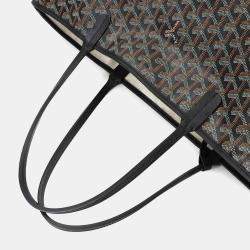 Goyard Black Leather Saint Louis Gm Herringbone Tote Bag 