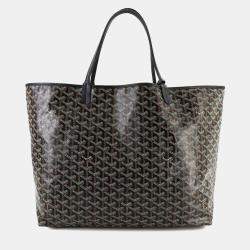 Goyard Black Leather Saint Louis Gm Herringbone Tote Bag 