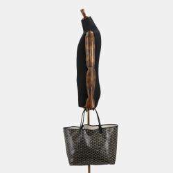 Goyard Black Leather Saint Louis Gm Herringbone Tote Bag 