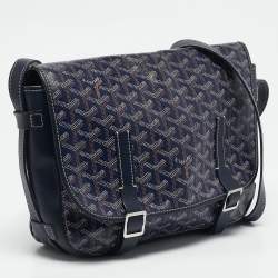 Goyard Blue Goyardine Coated Canvas Belvedere MM Saddle Bag