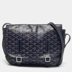 Goyard Blue Goyardine Coated Canvas Belvedere MM Saddle Bag