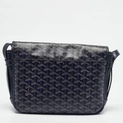 Goyard Blue Goyardine Coated Canvas Belvedere MM Saddle Bag