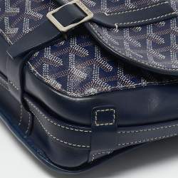 Goyard Blue Goyardine Coated Canvas Belvedere MM Saddle Bag