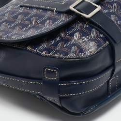 Goyard Blue Goyardine Coated Canvas Belvedere MM Saddle Bag