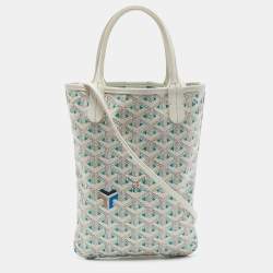 Goyard White/Green Goyardine Coated Canvas and Leather Poitiers Claire Voice Bag