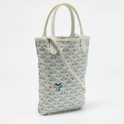 Goyard White/Green Goyardine Coated Canvas and Leather Poitiers Claire Voice Bag