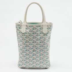 Goyard White/Green Goyardine Coated Canvas and Leather Poitiers Claire Voice Bag