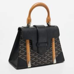 Goyard Black Goyardine Coated Canvas and Leather PM Saigon Top Handle Bag