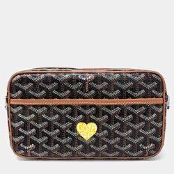 Goyard Black Brown PVC Macaque Cafere Crossbody Bag