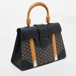 Goyard Black Goyardine Coated Canvas and Leather Saigon MM Top Handle Bag