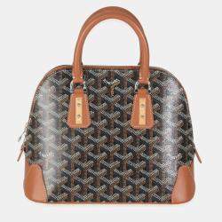 Pre Owned Goyard Tan Black Goyardine Canvas Mini Vendome bag