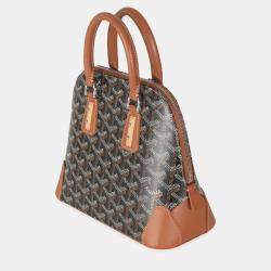 Pre Owned Goyard Tan Black Goyardine Canvas Mini Vendome bag