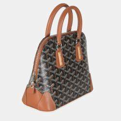 Pre Owned Goyard Tan Black Goyardine Canvas Mini Vendome bag