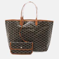 Goyard Saint Louis PM Black Brown Coated Canvas Tote Bag