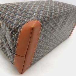 Goyard Belle Chasse MM Herringbone Pattern Black Brown Coated Canvas Leather Tote
