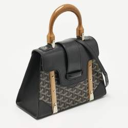 Goyard Black Coated Canvas and Leather PM Saigon Top Handle Bag