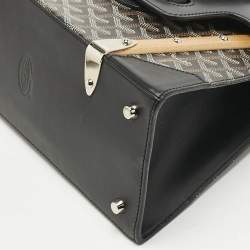 Goyard Black Coated Canvas and Leather PM Saigon Top Handle Bag