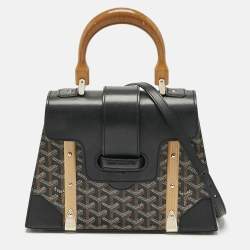 Goyard Black Coated Canvas and Leather PM Saigon Top Handle Bag