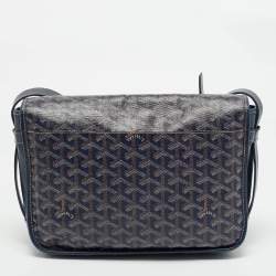 Pre Owned Goyard Blue Goyardine Coated Canvas and Leather Belvedere MM Saddle Bag