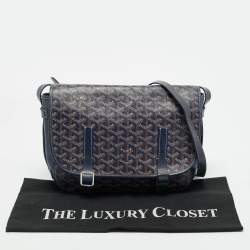 Pre Owned Goyard Blue Goyardine Coated Canvas and Leather Belvedere MM Saddle Bag