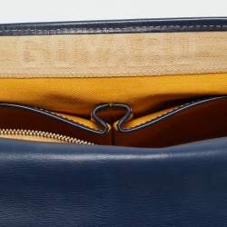 Pre Owned Goyard Blue Goyardine Coated Canvas and Leather Belvedere MM Saddle Bag