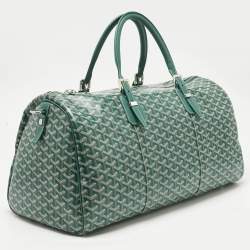 Pre Owned Goyard Green Goyardine Coated Canvas and Leather Boston 50 Bag