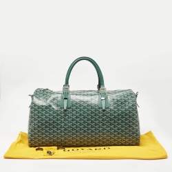 Pre Owned Goyard Green Goyardine Coated Canvas and Leather Boston 50 Bag